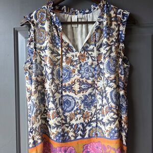 Joie Floral Tank Top - Blue, Orange, and Pink